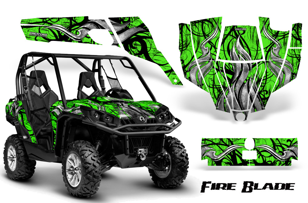 Can-Am Commander Graphics Kit Fire Blade Black Green BB